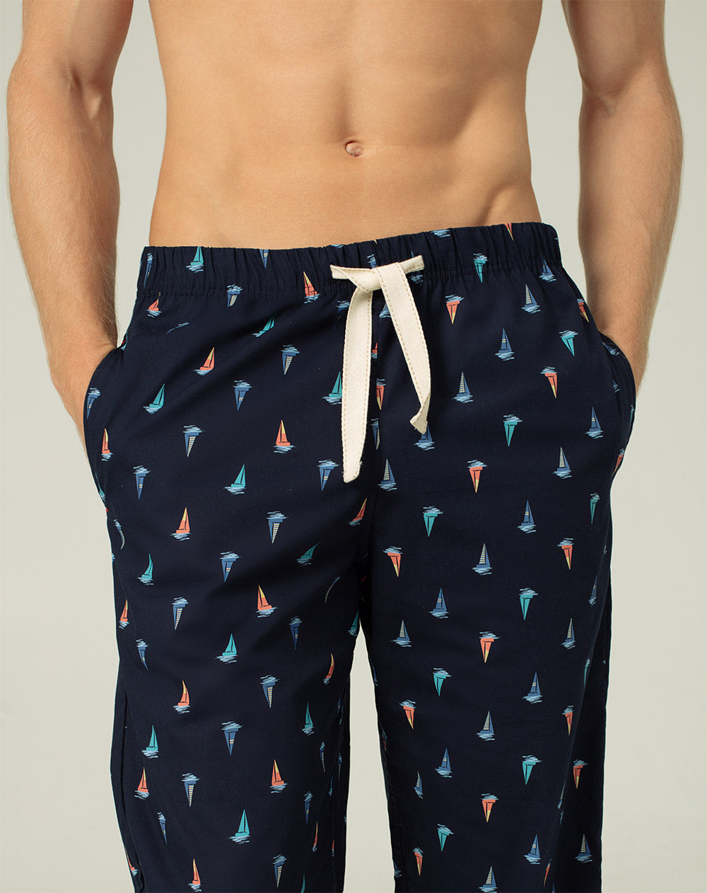 Pantalón de pijama hombre algodón largo azul estampado