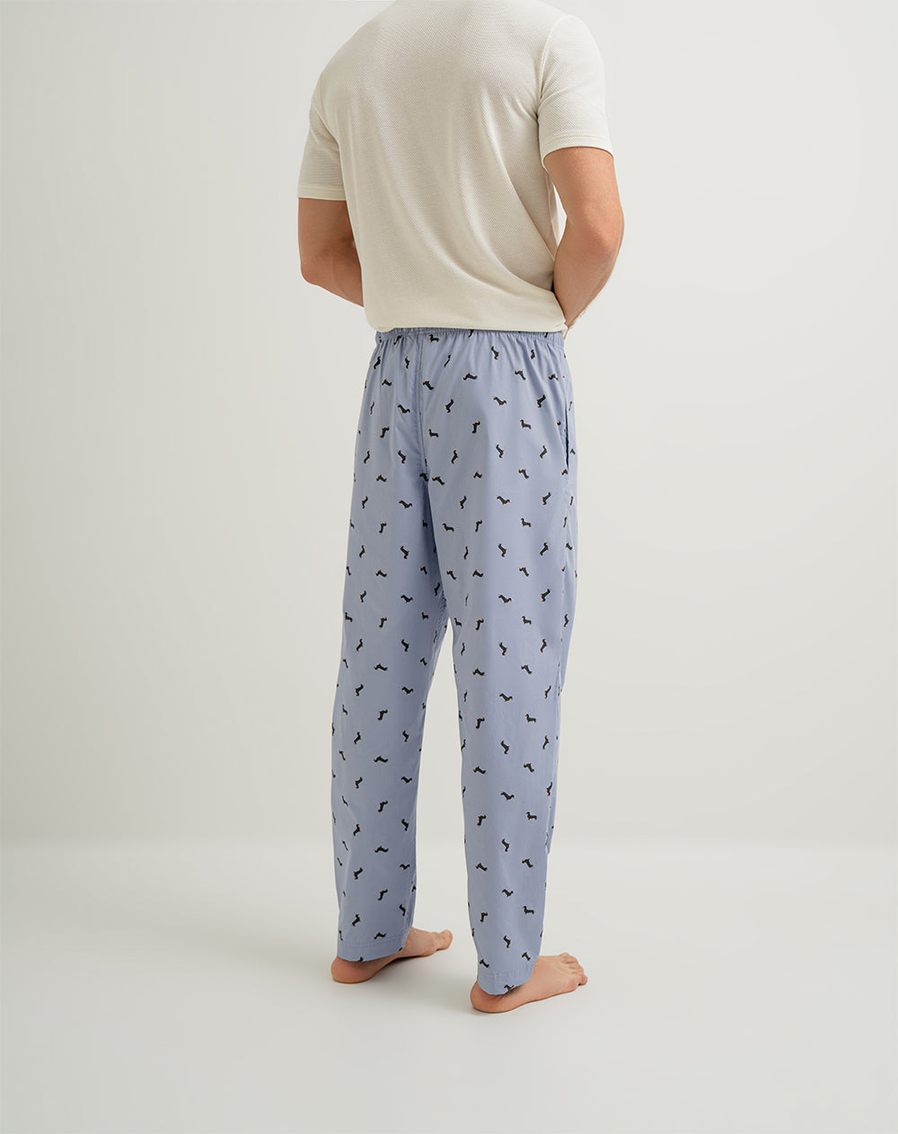 Pantalón de pijama hombre algodón largo azul estampado
