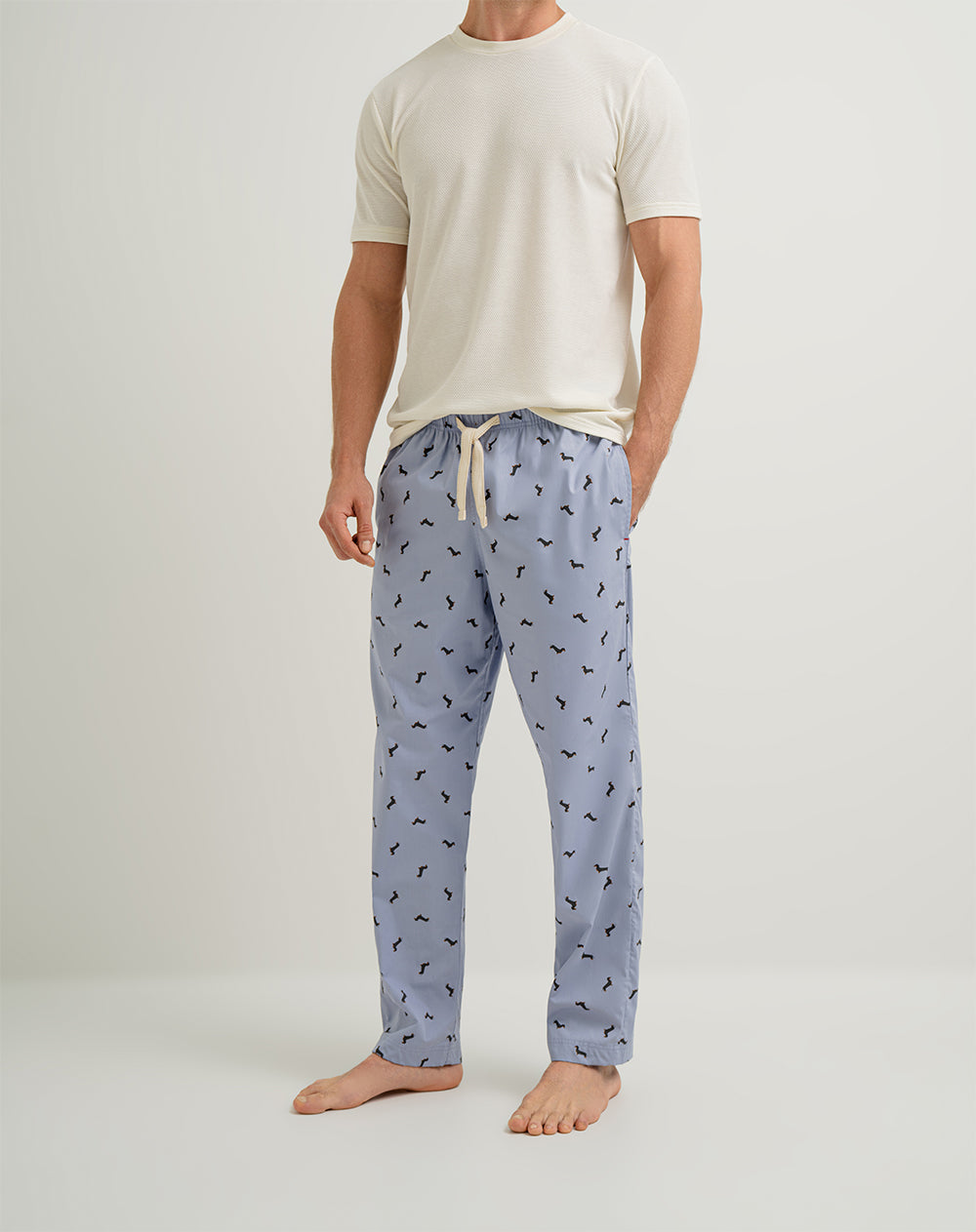 Pantalón de pijama hombre algodón largo azul estampado