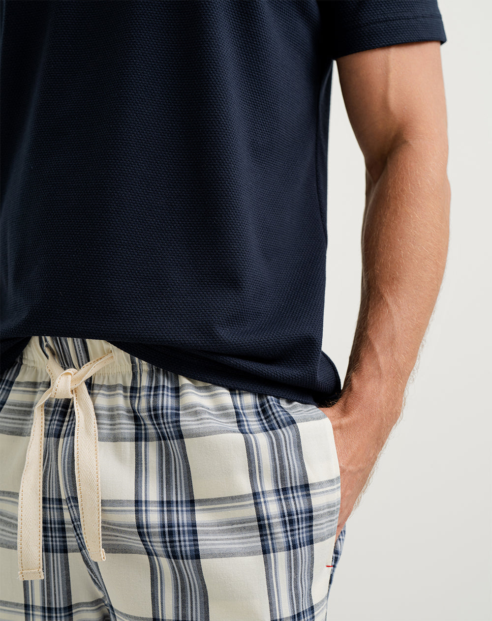 Pantalón de pijama hombre algodón largo habano cuadros