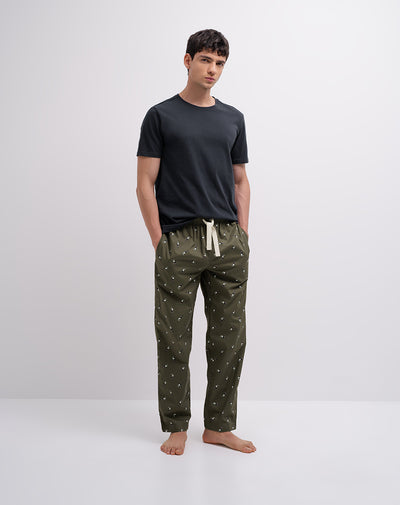 Pantalón de pijama algodón estampado hombre