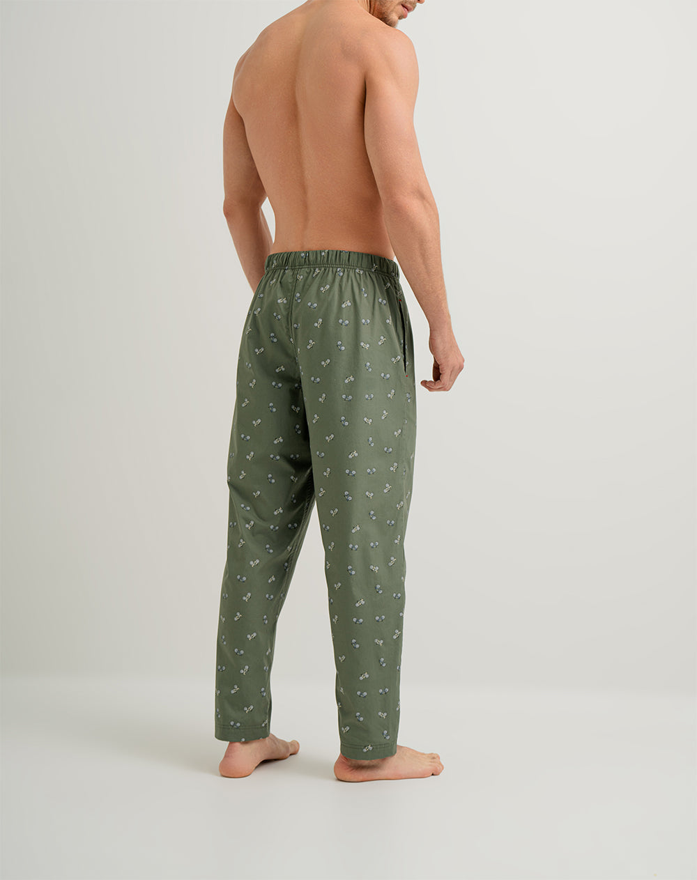 Pantalón de pijama hombre algodón largo verde estampado