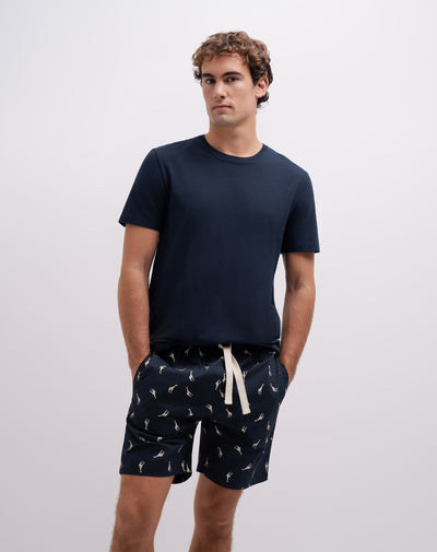 Bermuda regular fit azul estampada