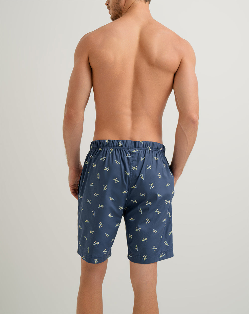 Bermuda de pijama hombre algodón azul estampado