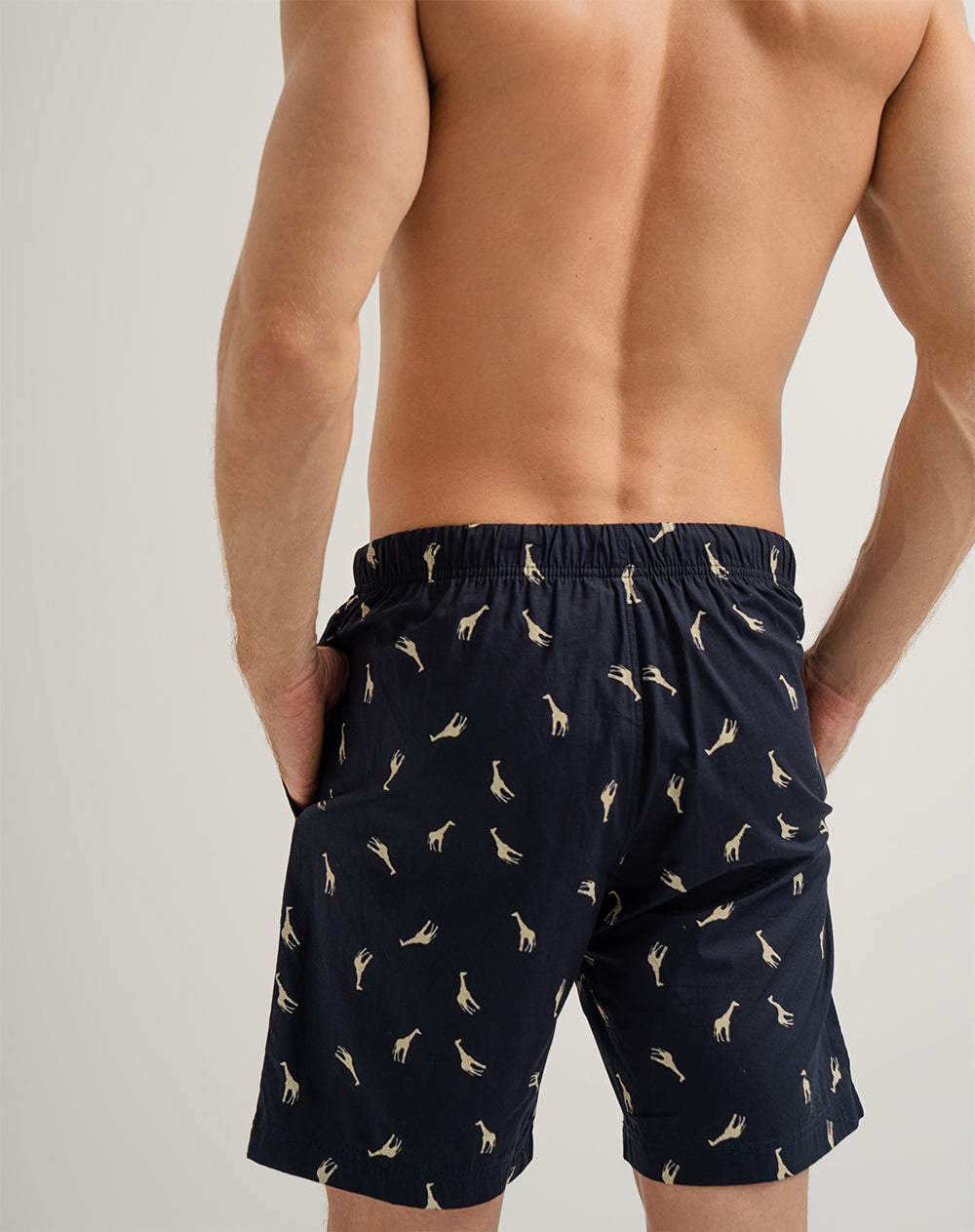 Bermuda de pijama hombre algodón azul estampad