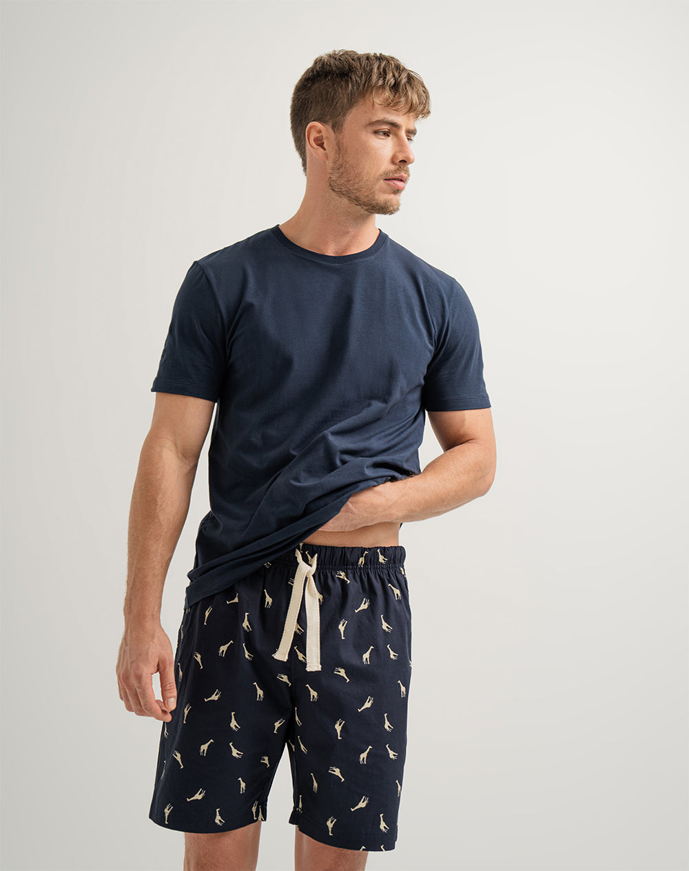 Bermuda de pijama hombre algodón azul estampad