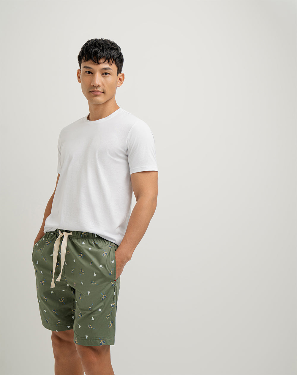 Bermuda de pijama hombre algodón verde estampado