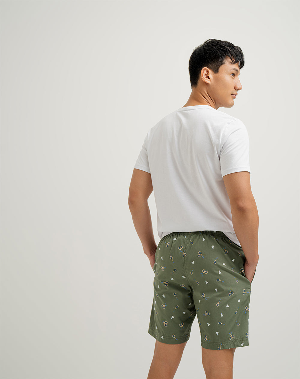Bermuda de pijama hombre algodón verde estampado