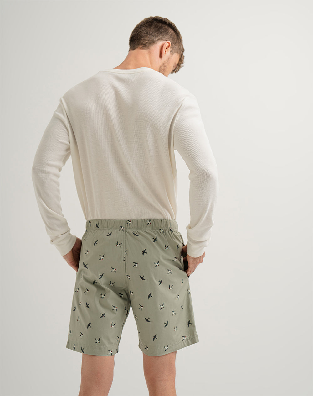 Bermuda de pijama hombre algodón verde estampado