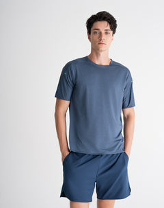 Camiseta deportiva control humedad azul hombre