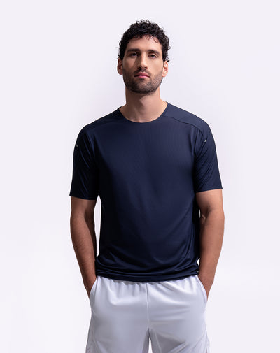 Camiseta deportiva control humedad azul hombre