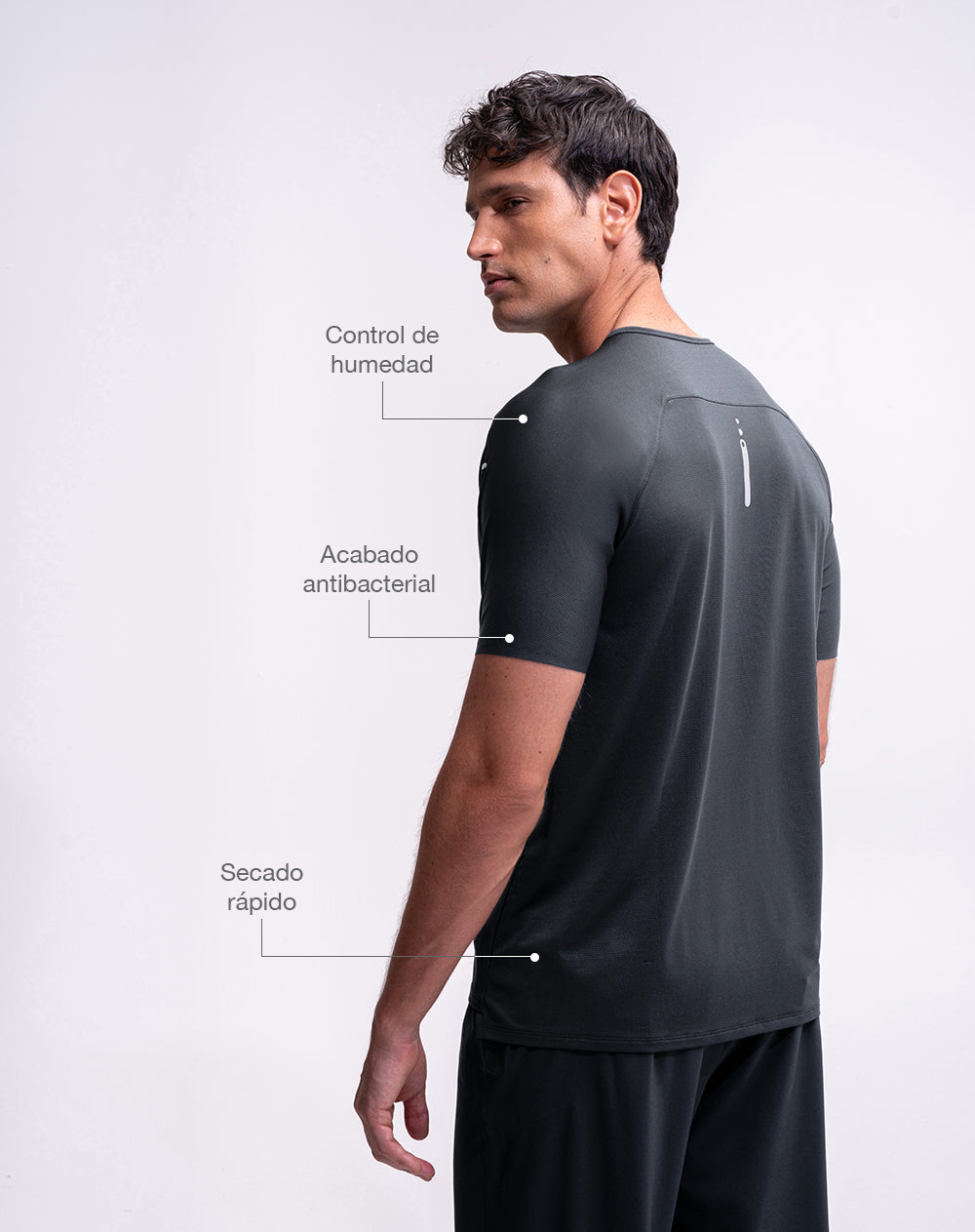 Camiseta deportiva control humedad negra hombre