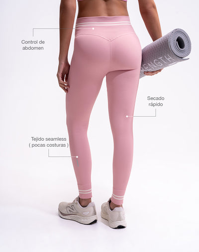 Legging deportivo tiro alto seamless control abdomen rosado mujer