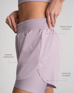 Short deportivo ciclista interno morado mujer