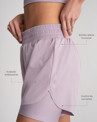 Short deportivo ciclista interno morado mujer