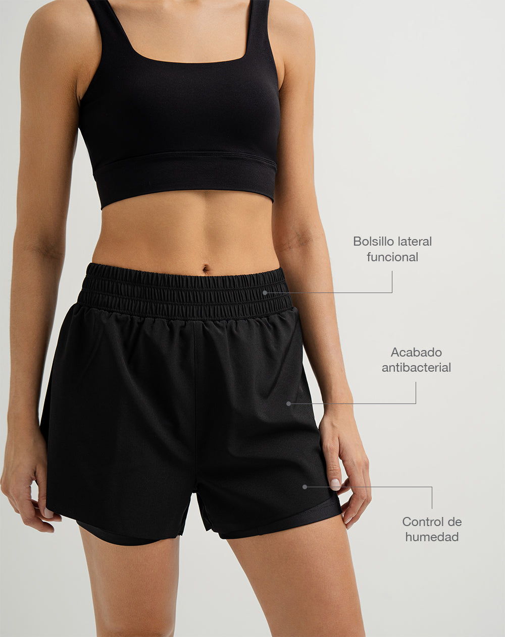Short deportivo ciclista interno negro mujer