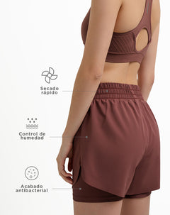 Short deportivo ciclista interno vino tinto para mujer