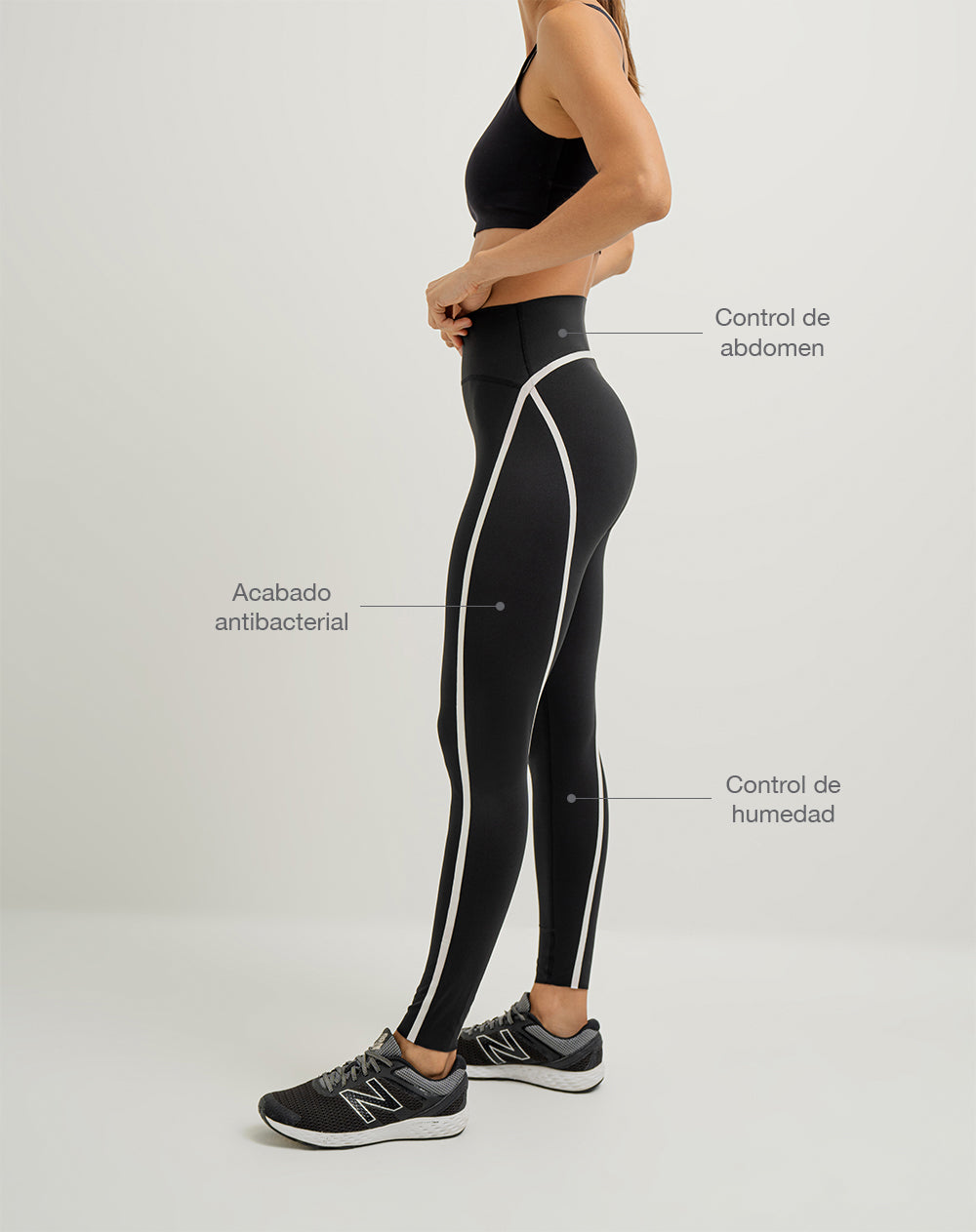 Legging deportivo control abdomen negro mujer