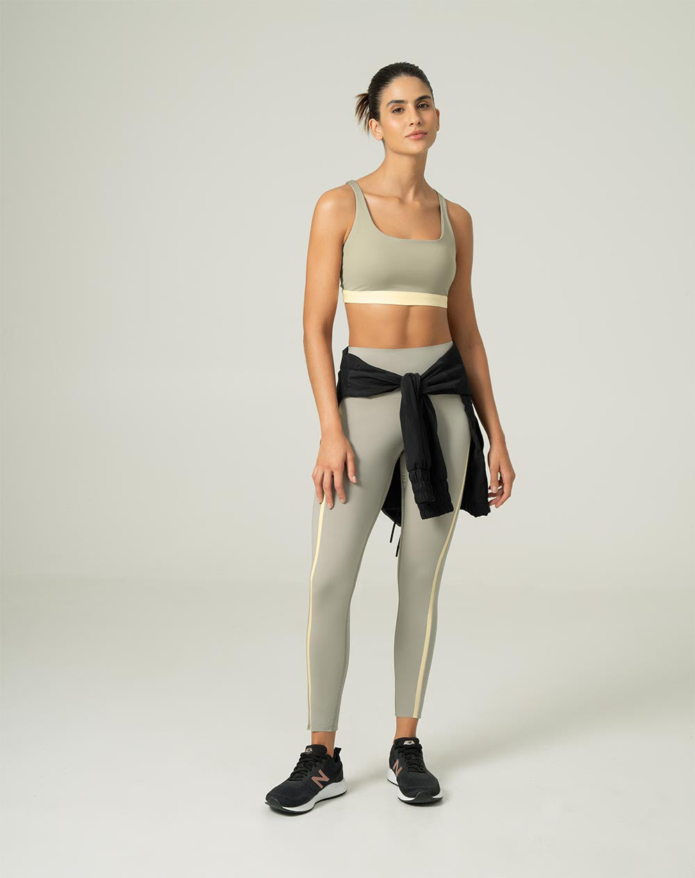 Legging deportivo control abdomen verde para mujer