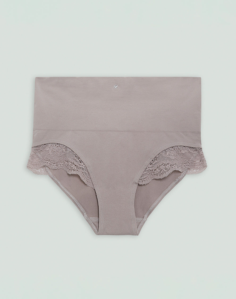 Panty cachetero seamless tiro alto encaje en laterales café