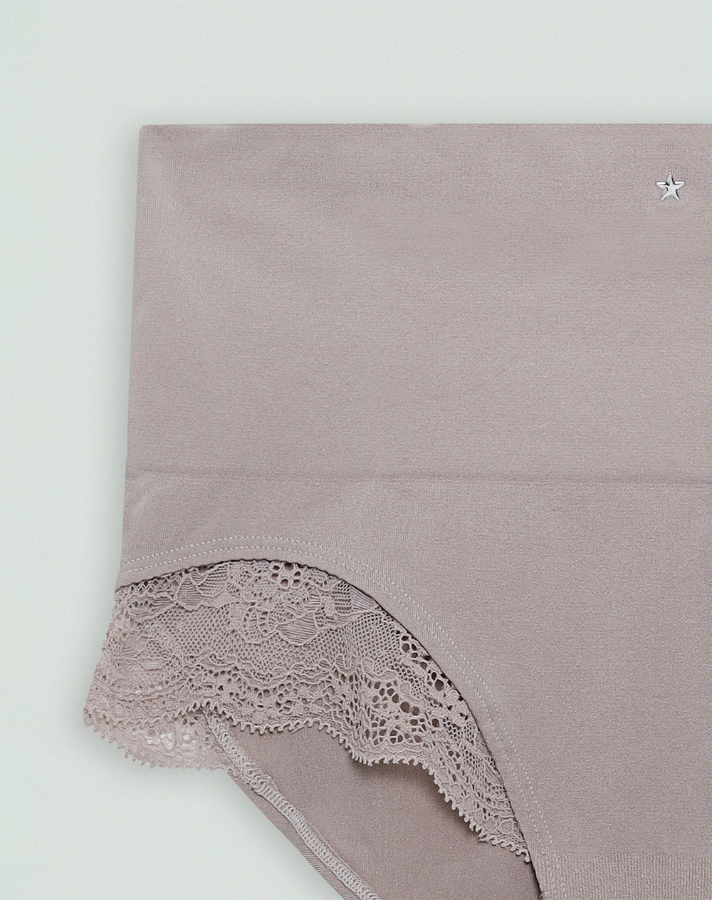 Panty cachetero seamless tiro alto encaje en laterales café