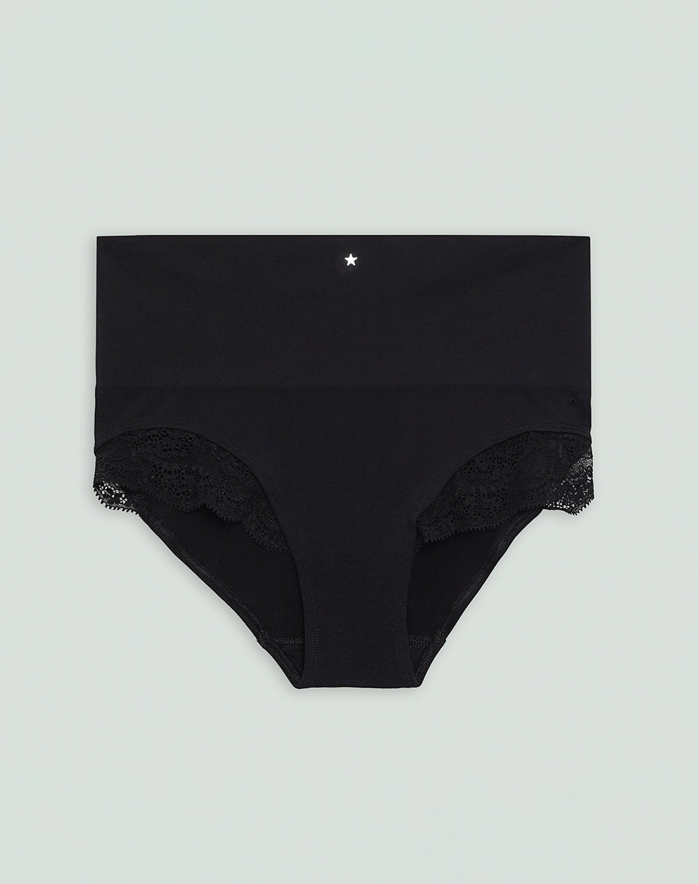 Panty cachetero seamless tiro alto encaje en laterales negro
