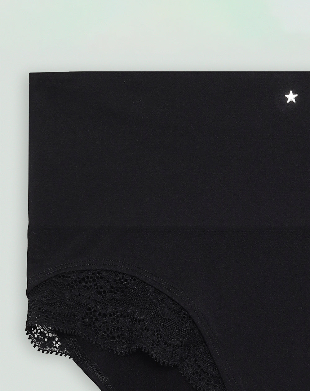 Panty cachetero seamless tiro alto encaje en laterales negro