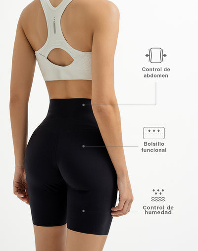 Biker deportivo control abdomen negro para mujer