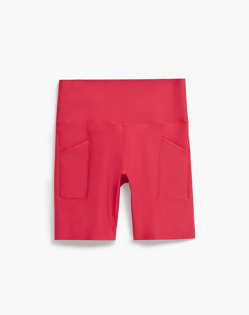 Biker deportivo tiro alto control abdomen rojo mujer