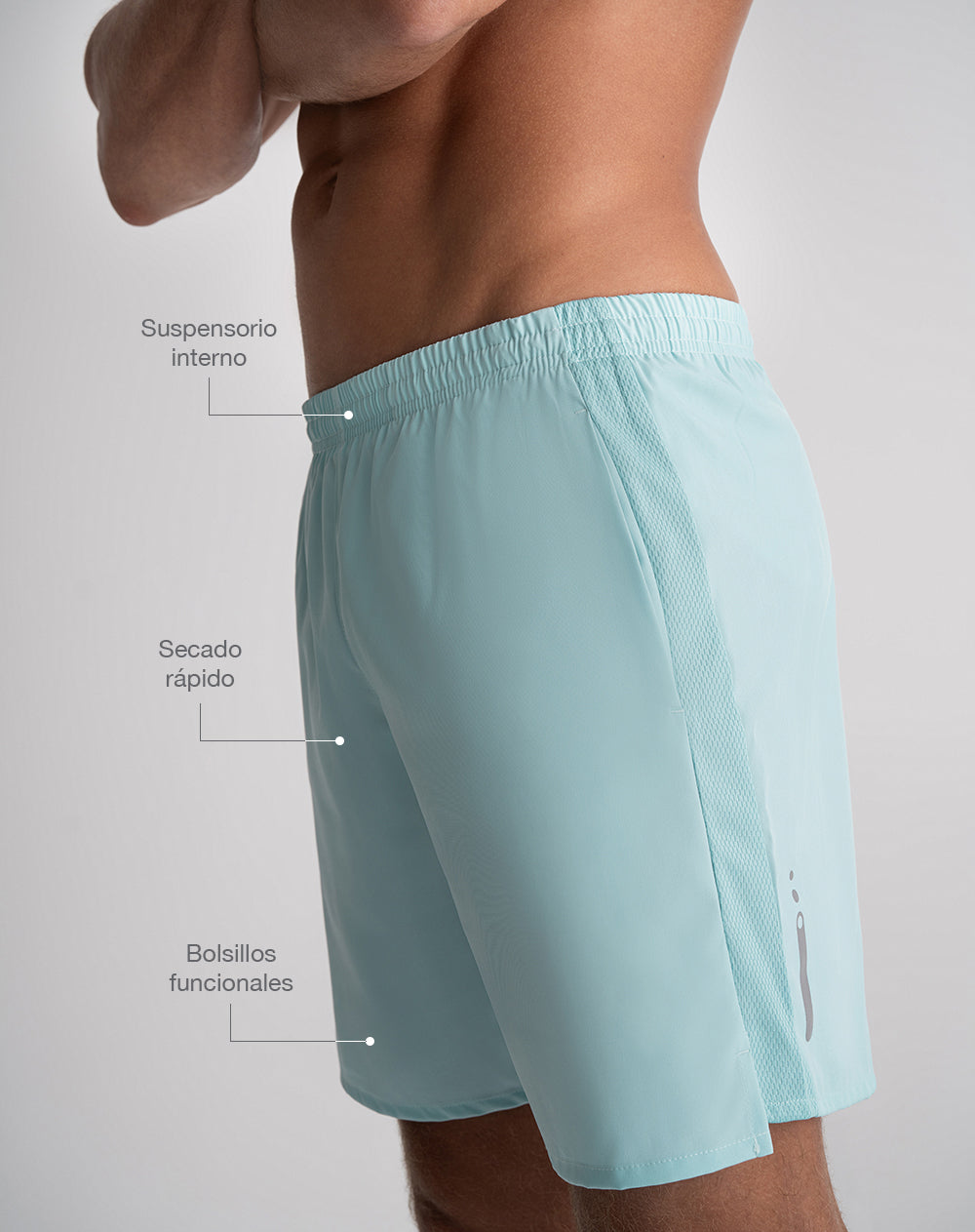 Pantaloneta deportiva secado rápido azul hombre