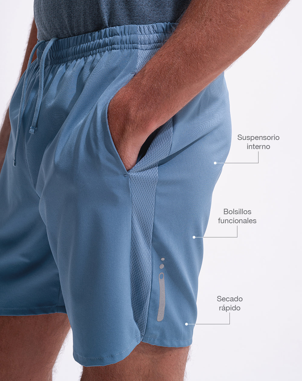 Pantaloneta deportiva secado rápido azul hombre