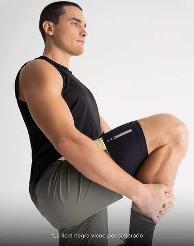 Pantaloneta deportiva secado rápido verde hombre