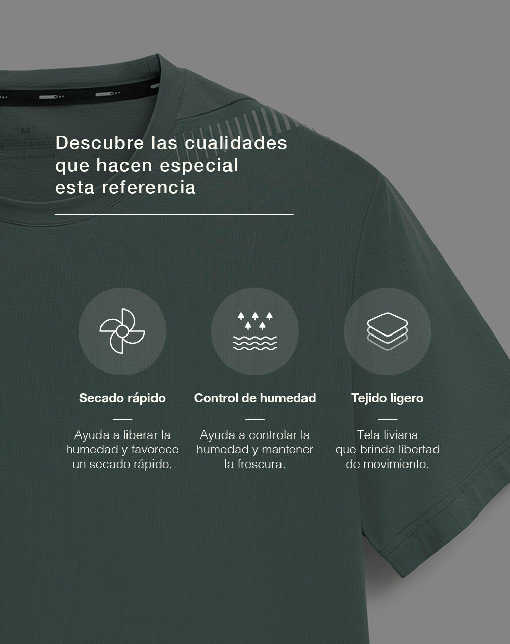 Camiseta deportiva control humedad verde hombre