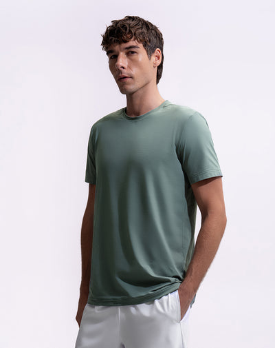 Camiseta deportiva regular manga corta verde hombre