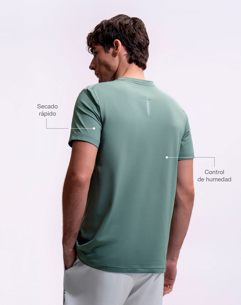 Camiseta deportiva control humedad verde hombre