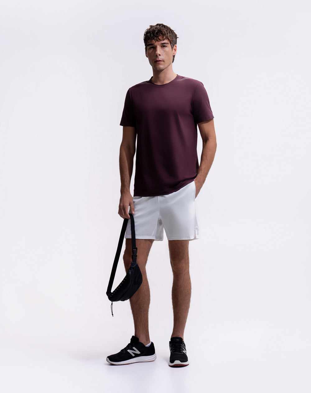 Camiseta regular manga corta vino tinto hombre